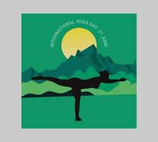 International Yoga Tag Poster mit Silhouette von ein Frau im Yoga Pose vektor