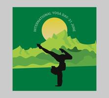 International Yoga Tag Poster mit Silhouette von ein Frau im Yoga Pose vektor