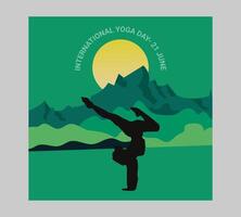 International Yoga Tag Poster mit Silhouette von ein Frau im Yoga Pose vektor