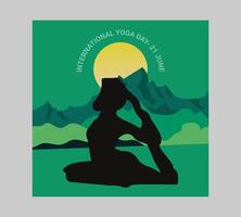 International Yoga Tag Poster mit Silhouette von ein Frau im Yoga Pose vektor