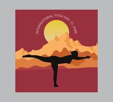 International Yoga Tag Poster mit Silhouette von ein Frau im Yoga Pose vektor