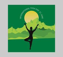 International Yoga Tag Poster mit Silhouette von ein Frau im Yoga Pose vektor