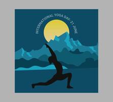 International Yoga Tag Poster mit Silhouette von ein Frau im Yoga Pose vektor