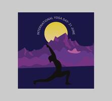 International Yoga Tag Poster mit Silhouette von ein Frau im Yoga Pose vektor