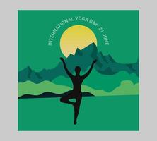 International Yoga Tag Poster mit Silhouette von ein Frau im Yoga Pose vektor