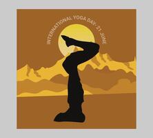 International Yoga Tag Poster mit Silhouette von ein Frau im Yoga Pose vektor