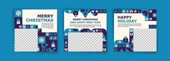 inläggsmall för sociala medier för god jul och nytt år. färgglada geometriska mönster affisch för god jul och nytt år. vektor