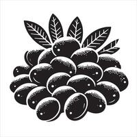 indisch Pflaume Frucht, schwarz Farbe Silhouette vektor