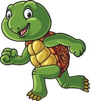 söt sköldpadda tecknad serie karaktär löpning vektor