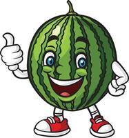 tecknad serie vattenmelon karaktär ger en tummen upp vektor