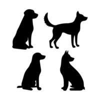 Silhouette des Hundes auf weißem Hintergrund vektor