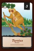 Benutzerdefiniert Spiel Karte mit indonesisch Tarsier endemisch Tiere Illustration vektor