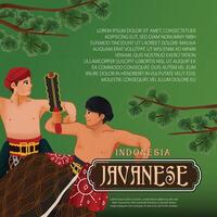 turism händelse layout med indonesiska kultur klassisk javanese dansare illustration vektor