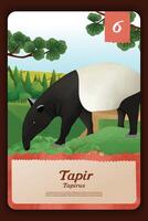 beställnings- spel kort med indonesiska tapirus endemisk djur illustration vektor