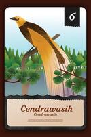Benutzerdefiniert Spiel Karte mit indonesisch cendrawasih endemisch Tiere Illustration vektor