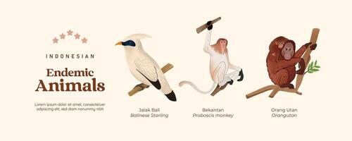 isoliert indonesisch endemisch Tiere Illustration Zelle schattiert Stil vektor