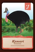 beställnings- spel kort med indonesiska kasuar endemisk djur illustration vektor