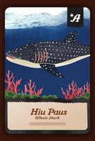 Benutzerdefiniert Spiel Karte mit indonesisch Wal Hai endemisch Tiere Illustration vektor