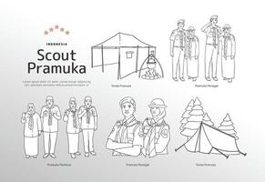 isoliert indonesisch Pramuka erkunden Element Illustration vektor