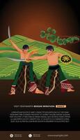 turism händelse layout med indonesiska kultur klassisk javanese dansare illustration vektor