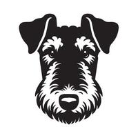 arg airedale terrier hund ansikte illustration i svart och vit vektor