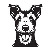 Lycklig airedale terrier hund ansikte illustration i svart och vit vektor