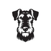 amüsiert airedale Terrier Hund Gesicht Illustration im schwarz und Weiß vektor