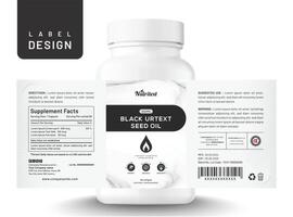 Essen Ergänzung multi Vitamin Etikette Öl Aufkleber kreativ Design Diät modern Flasche Krug Box Verpackung. vektor