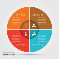 Kreis Element zum Infografik. Vorlage zum Radfahren Diagramm, Graph, Präsentation. Geschäft Konzept mit 4 Optionen, Teile, Schritte oder Prozesse. vektor
