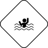 drunkning varning tecken, varning djup vatten tecken, drunkna ikon vektor