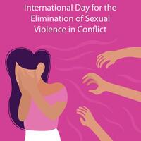 illustration grafisk av flera händer försökte till smeka en kvinna, perfekt för internationell dag, eliminering av sexuell, våld i konflikt, fira, hälsning kort, etc. vektor