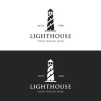 kreativ Hafen Leuchtturm Gebäude Vorlage Logo Jahrgang Design. vektor