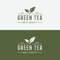 Prämie Qualität organisch Tee Blatt Logo Design. Logo zum Geschäft, Abzeichen, Kräuter, und Cafe. vektor