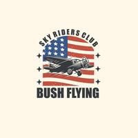 amerikanisch Flugzeug Flugzeug Luft Macht Luftfahrt Jahrgang Abzeichen Logo Illustration vektor