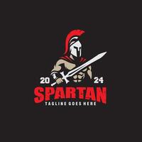 spartansk riddare innehav en svärd logotyp grafisk illustration vektor