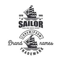 segling nautisk årgång bricka logotyp grafisk illustration vektor