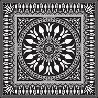 svart svartvit klassisk grekisk fyrkant prydnad. rektangel av gammal grekland och roman imperium. byzantine målning av väggar, golv och tak. dekoration av europeisk palats. vektor