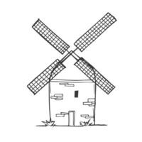 Windmühle. Hand gezeichnet Jahrgang skizzieren Illustration vektor