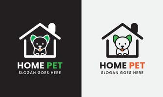 Hem sällskapsdjur, hund djur- valp katt ikon, söt sällskapsdjur logotyp design begrepp prov vektor