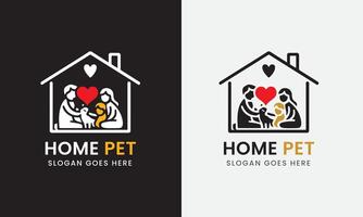 Zuhause Haustier, Hund Tier Hündchen Katze Symbol, süß Haustier Logo Design Konzept Stichprobe vektor