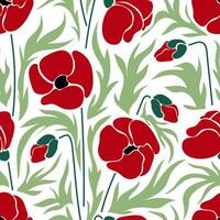 ästhetisch zeitgenössisch druckbar nahtlos Muster mit rot Mohn. modern Blumen- Hintergrund zum Textil, Stoff, Hintergrund, Verpackung, Geschenk wickeln, Papier, Sammelalbum und Verpackung vektor