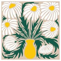 Blumen- retro Poster mit Kamille. modisch handgemalt Blumen infantil Stil. vektor