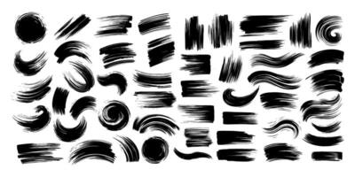 trocken Bürste Schlaganfall Sammlung auf isoliert Weiß Hintergrund, kreativ Hand gezeichnet Elemente, retro Grunge Design Vorlage. vektor