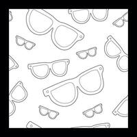 Muster Brille Sonnencreme. Sonnenbrille nahtlos Illustration im Gekritzel Stil. Gliederung Brillen Hintergrund, Sommer- Zubehörteil linear Vorlage zum Textil, Kleider Design, Verpackung, Abdeckung, Paket vektor