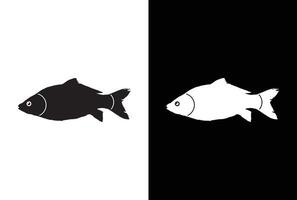 Karpfen Fisch Symbol schwarz Weiß Silhouette. Fischerei Logo Symbol. Silhouette Fisch auf Weiß Hintergrund, Illustration. vektor
