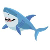 tecknad serie fisk karaktär. rolig haj. komisk hajar känslor. haj maskot. komisk stil fisk vektor