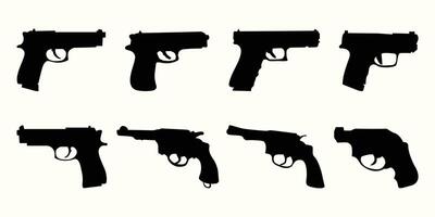pistol silhuett samling. annorlunda typer av pistol illustration vektor