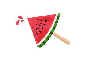 vattenmelon skiva. bit av vattenmelon. sommar saftig frukt. nationell vattenmelon dag, augusti 3. mat, friska äter. platt illustration på vit isolerat bakgrund. vektor