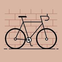 minimalistisch Linie Kunst Fahrrad, gelehnt gegen ein Backstein Mauer vektor