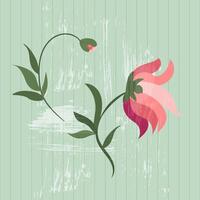 rosa blommor på en årgång texturerad grön bakgrund. blommig illustration för hälsning kort, bröllop inbjudningar, social media och Mer design vektor